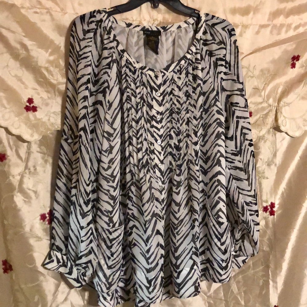Grace Elements Zebra Print Button Down Blouse - image 1